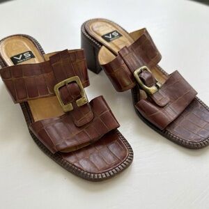 Via Spiga Made In Italy Brown Leather Croc Print Sandals 10